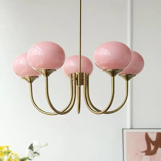 BULLE Brass with Pink Glass Globes Vintage Ceiling Light – view 5