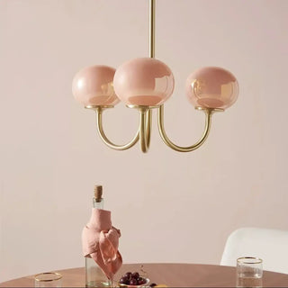 BULLE Brass with Pink Glass Globes Vintage Ceiling Light – view 2