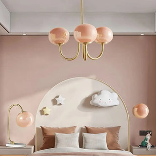 BULLE Brass with Pink Glass Globes Vintage Ceiling Light – view 3