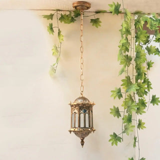 ORIENT Oriental Gilded Lantern Outdoor Pendant – Vintage Metal Exterior Suspension