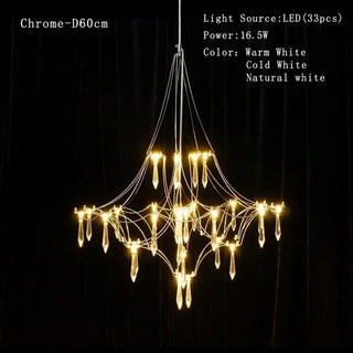 Chrome suspension pendant light, sparkling crystal decor modern ceiling fixture