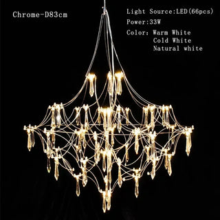 Modern chrome pendant lamp, sparkling crystal accents for living room lighting
