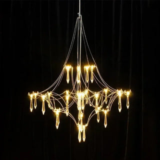 Designer chrome pendant, sparkling crystal hanging lamp for modern living room