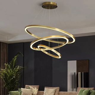 Contemporary gold rings pendant lamp, LED elegant ceiling hanging fixture