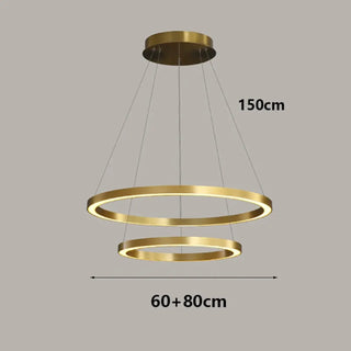 Pendentif LED doré – Pendentif contemporain avec anneaux suspendus élégants