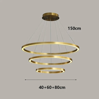 Elegant gold rings pendant lamp, LED contemporary ceiling hanging light