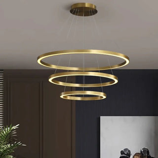 Gold rings LED pendant, contemporary elegant ceiling hanging fixture