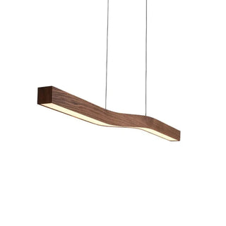 Natural wood LED pendant lamp, minimalist wavy decorative ceiling hanging light