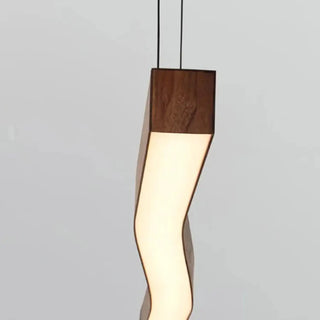 Wavy design natural wood pendant light, minimalist LED decorative ceiling fixture