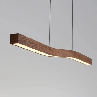 Minimalist wood pendant lamp, wavy LED decorative ceiling hanging light