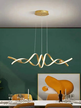 DOLASPI LED Golden Sculptural Spiral Ceiling Light – view 1
