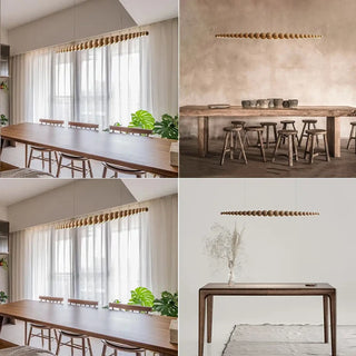 MOVA Linear Wood Bead Scandinavian Elegant Ceiling Light – view 2