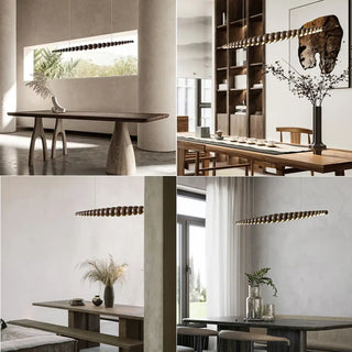 MOVA Linear Wood Bead Scandinavian Elegant Ceiling Light – view 3