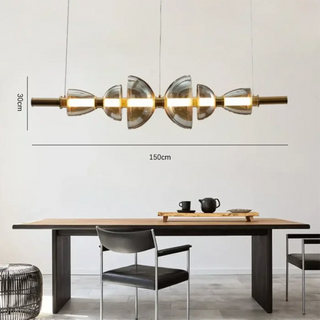 MOLINEA Linear Gilded Metal Glass Elegant Ceiling Light – view 2
