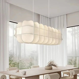 Contemporary linear silk pendant light, white modern elegant ceiling fixture