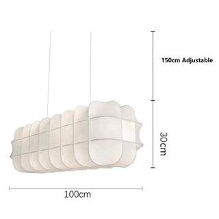 Modern linear pendant light, white silk elegant interior ceiling fixture