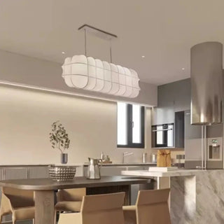 White silk linear pendant lamp, modern elegant interior ceiling hanging light