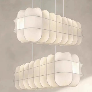 Designer white silk pendant lamp, modern linear elegant ceiling hanging light