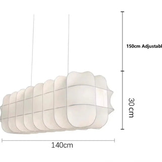 Elegant linear silk pendant lamp, modern white interior ceiling hanging light