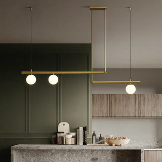 FORDI Linear Golden Glass Globes Modern Ceiling Light – view 1