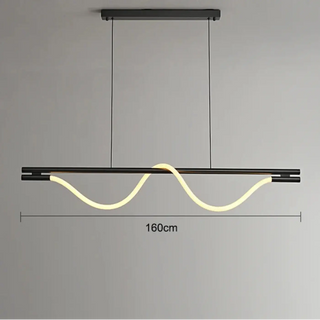 PRIMERS Linear LED Modern Wavy Black Ceiling Light – view 2