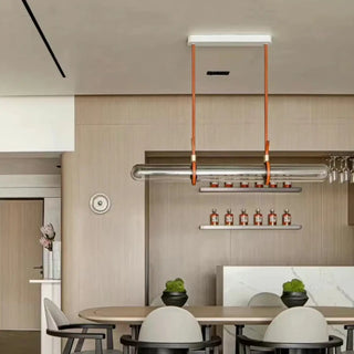COPPER Long Leather and Glass Modern Ceiling Light – view 3