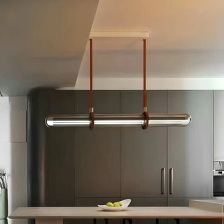COPPER Long Leather and Glass Modern Ceiling Light – view 2
