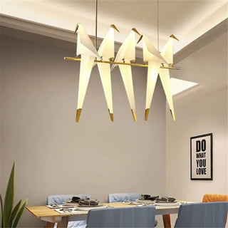 FIGI Five Gilded Origami Birds Modern Ceiling Light – view 1