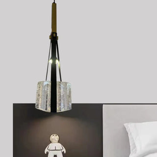 Gold Art Deco pendant in interior — designer glass hanging lamp