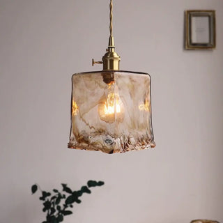 CLEAH Art Deco Amber Textured Glass Ceiling Light – view 1