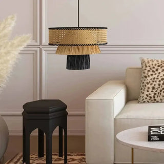 AMINE Handmade Braided Wood and Rattan Ceiling Light – view 3