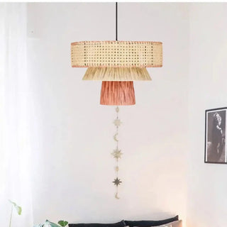 AMINE Handmade Braided Wood and Rattan Ceiling Light – view 5