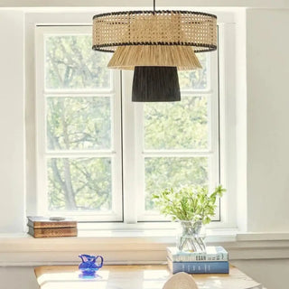 AMINE Handmade Braided Wood and Rattan Ceiling Light – view 1