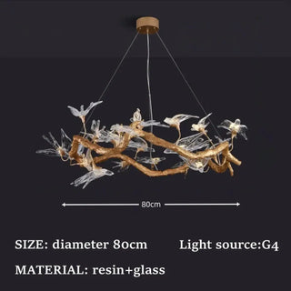 Gold glass bird pendant light, artistic elegant ceiling hanging fixture