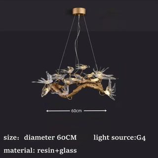 Designer bird pendant lamp, gold glass artistic elegant ceiling hanging light
