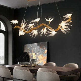 Bird pendant lamp with gold glass, artistic elegant ceiling hanging light