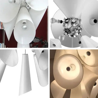 White glass flower pendant ceiling light, artistic soft ambient hanging fixture