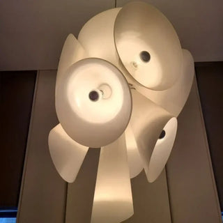 Artistic pendant light, white glass flower design soft ambient ceiling fixture