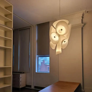 Flower effect white glass pendant, artistic soft ambient ceiling fixture