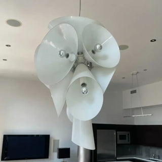 Designer white glass pendant, flower effect artistic ceiling hanging lamp