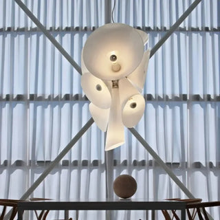 Artistic white glass flower effect pendant light, soft ambient ceiling fixture
