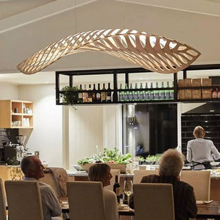 Designer bamboo pendant lamp, futuristic eco-friendly adjustable ceiling light