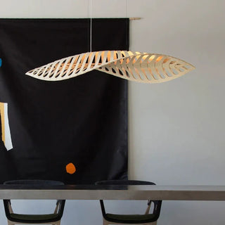Adjustable bamboo pendant light, eco-friendly futuristic ceiling hanging fixture