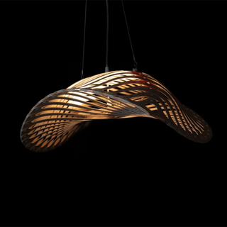 Bamboo adjustable pendant lamp, eco-friendly futuristic ceiling hanging light