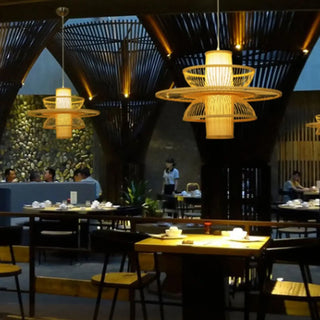 BALOU Modern Sculptural Bamboo Ceiling Light – view 1