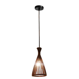 Bamboo Pendant Light – Indoor Conical Lamp With Adjustable Suspension & Warm Ambient Lighting