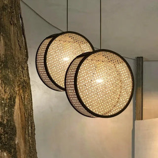 Bamboo pendant light, handmade round lamp natural warm ambient ceiling fixture
