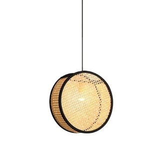 Handmade round bamboo pendant lamp, natural warm ambient ceiling hanging light