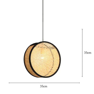 Round bamboo pendant light, handmade natural warm ambient ceiling fixture