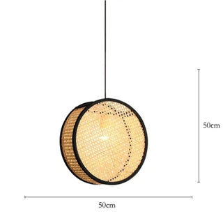 Natural handmade bamboo pendant light, round warm ambient ceiling fixture